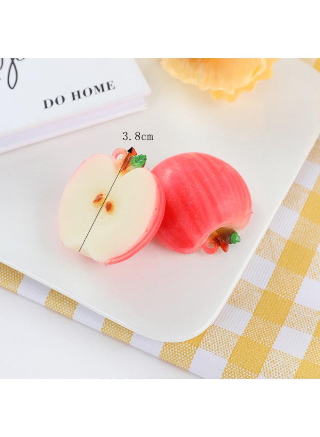 Simulation Fruit Pendant Simulation Mini Half Fruit For Apple Watermelon Pitaya Kiwi Model Exclusive-Color:Half An For Apple-Specifications:Keychain  - Image 1
