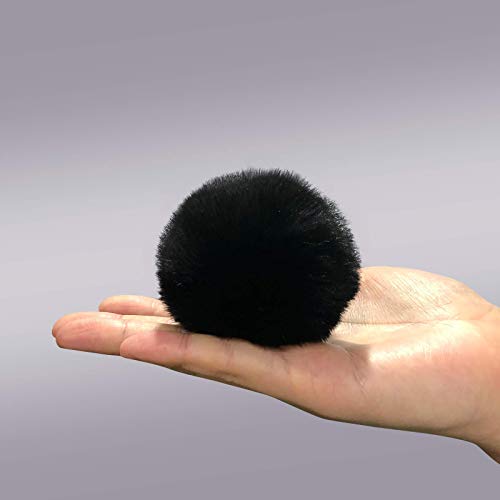 Cityelf Cute Faux Rabbit Fur Ball Pom Pom Keychain Car Key Ring Handbag Tote Bag Pendant Purse Charm (BLACK) - Image 3