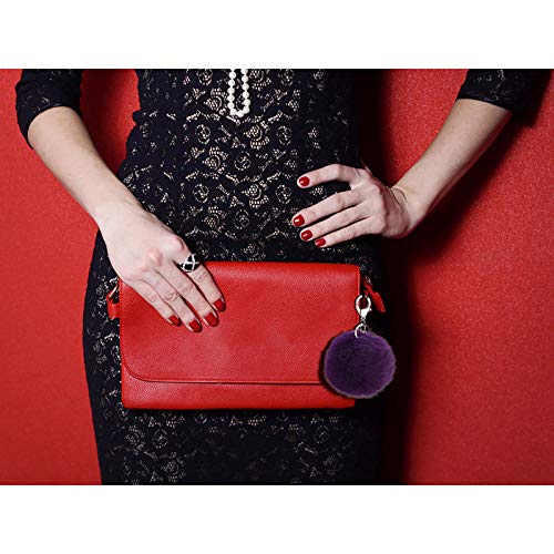 Cityelf Cute Faux Rabbit Fur Ball Pom Pom Keychain Car Key Ring Handbag Tote Bag Pendant Purse Charm (BLACK) - Image 5