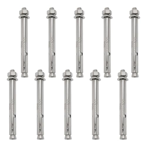 Briny River 10Pcs M8 x100 Expansion Bolts 304 Stainless Steel External Hex Expansion Bolts for Guardrails Security Doors Awnings Air 9.5x12.7mm - Image 1