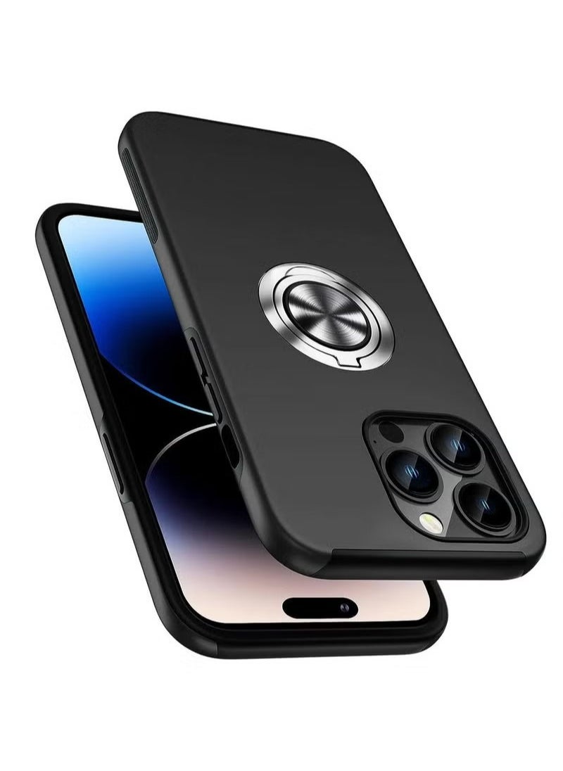 X-level iPhone 14 Pro Case Cover With Finger Ring Military Grade Metal Stand Kickstand [Support Magnetic Car Holder] Phone Comfortable Hold Feeling Anti-scratch Shockproof Back Cover For iPhone 14 Pro  - Image 1