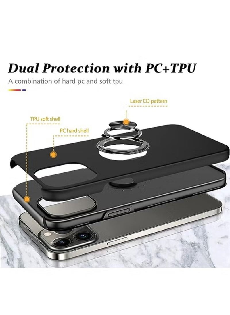 X-level iPhone 14 Pro Case Cover With Finger Ring Military Grade Metal Stand Kickstand [Support Magnetic Car Holder] Phone Comfortable Hold Feeling Anti-scratch Shockproof Back Cover For iPhone 14 Pro  - Image 4