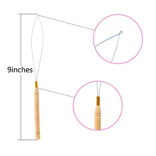 CREATE BEAUTY 6 Wooden Hair Extension Loop Needle Threader Pulling Hook Tools and Bead Device Tools Loop Threader for Hair or Feather Extensions (6 Loop Tools) - Image 3