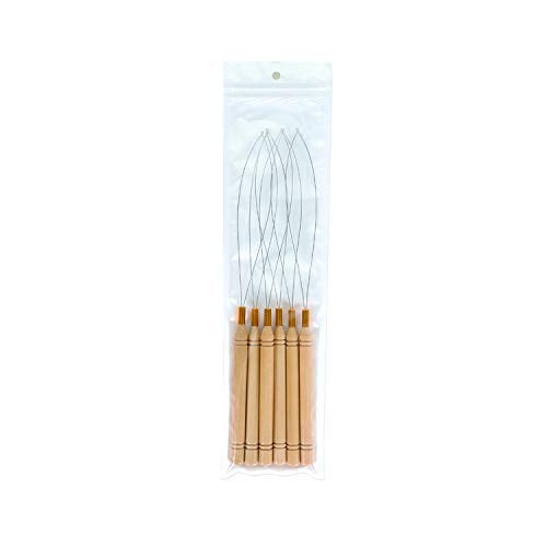 CREATE BEAUTY 6 Wooden Hair Extension Loop Needle Threader Pulling Hook Tools and Bead Device Tools Loop Threader for Hair or Feather Extensions (6 Loop Tools) - Image 5