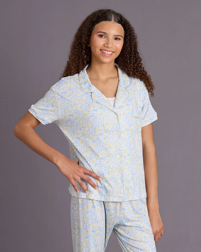 ردتاغ Senior Girls Blue Floral Pyjama Set