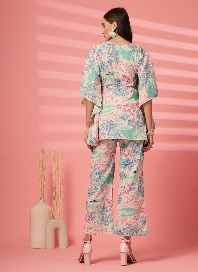 Indibelle Printed Flared Sleeves Pure Cotton Tunic with Trousers Set - Image 5