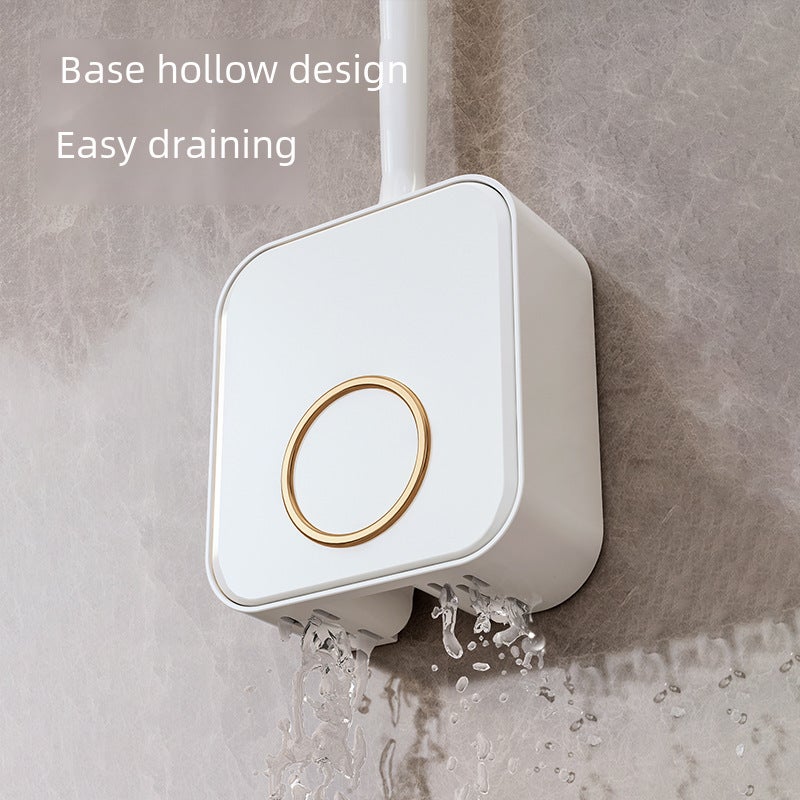 Household Toilet Brush Light Luxury New No Dead Angle Wall Hanging suit Silicone Artifact Toilet Toilet Toilet Brush(cream white) - Image 5
