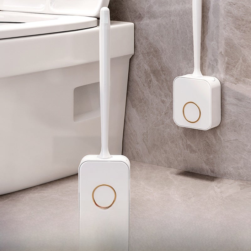 Household Toilet Brush Light Luxury New No Dead Angle Wall Hanging suit Silicone Artifact Toilet Toilet Toilet Brush(cream white) - Image 2