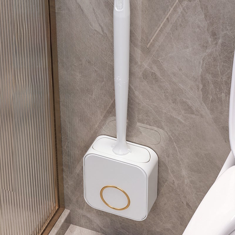 Household Toilet Brush Light Luxury New No Dead Angle Wall Hanging suit Silicone Artifact Toilet Toilet Toilet Brush(cream white) - Image 3