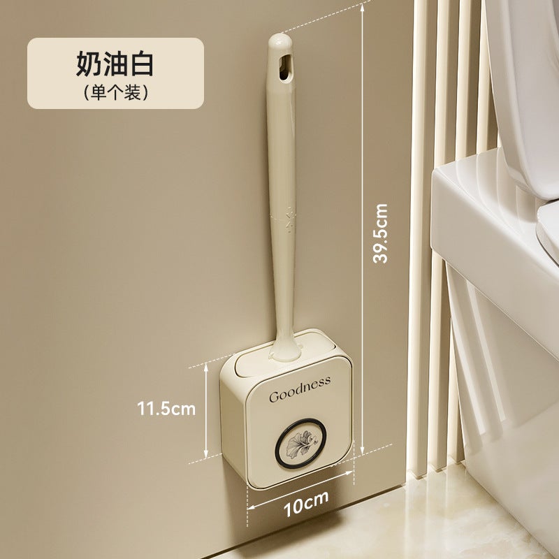Household Toilet Brush Light Luxury New No Dead Angle Wall Hanging suit Silicone Artifact Toilet Toilet Toilet Brush(cream white) - Image 1