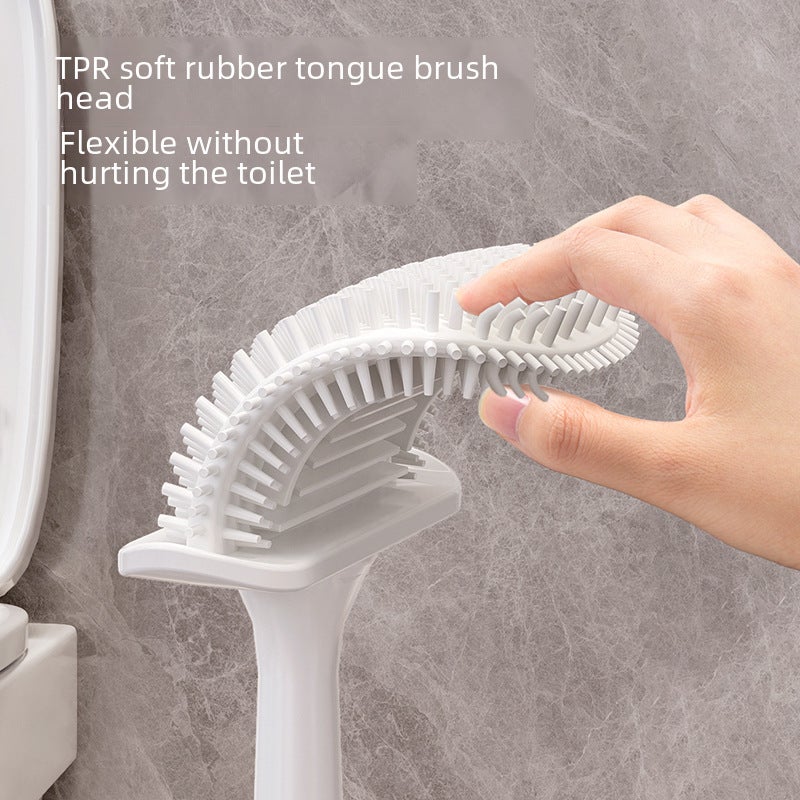 Household Toilet Brush Light Luxury New No Dead Angle Wall Hanging suit Silicone Artifact Toilet Toilet Toilet Brush(cream white) - Image 4