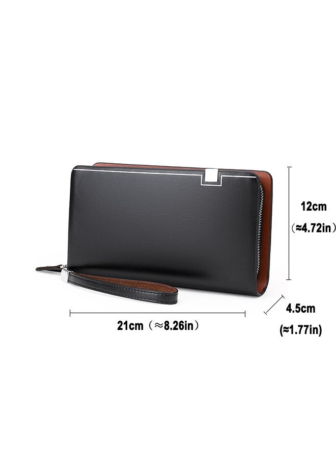 Sharpdo Men's Bifold Leather Zip Coin Handbag Multi Card Holder Purse Long Wallet Clutch  - Image 5
