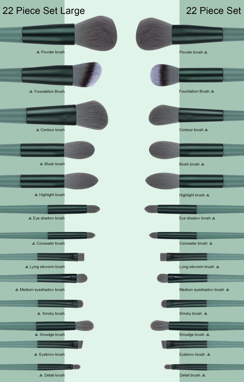 Koccido Makeup Brushes 22 Pcs Makeup Kit,Foundation Brush Eyeshadow Brush Make up Brushes Set (Green, 22 Piece Set Large) - Image 4