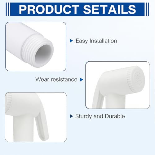 WOYO White ABS Health Faucet Set for Bathroom | Jet Spray with 1.2-Metre Ultra Flexible PVC Hose | Toilet Shower Spray, Bidet Use, and Bathroom Cleaning – Set of 1 (Style-7) - Image 3