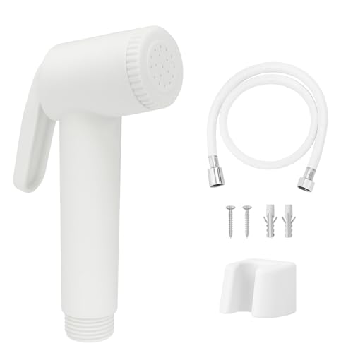 WOYO White ABS Health Faucet Set for Bathroom | Jet Spray with 1.2-Metre Ultra Flexible PVC Hose | Toilet Shower Spray, Bidet Use, and Bathroom Cleaning – Set of 1 (Style-7) - Image 1