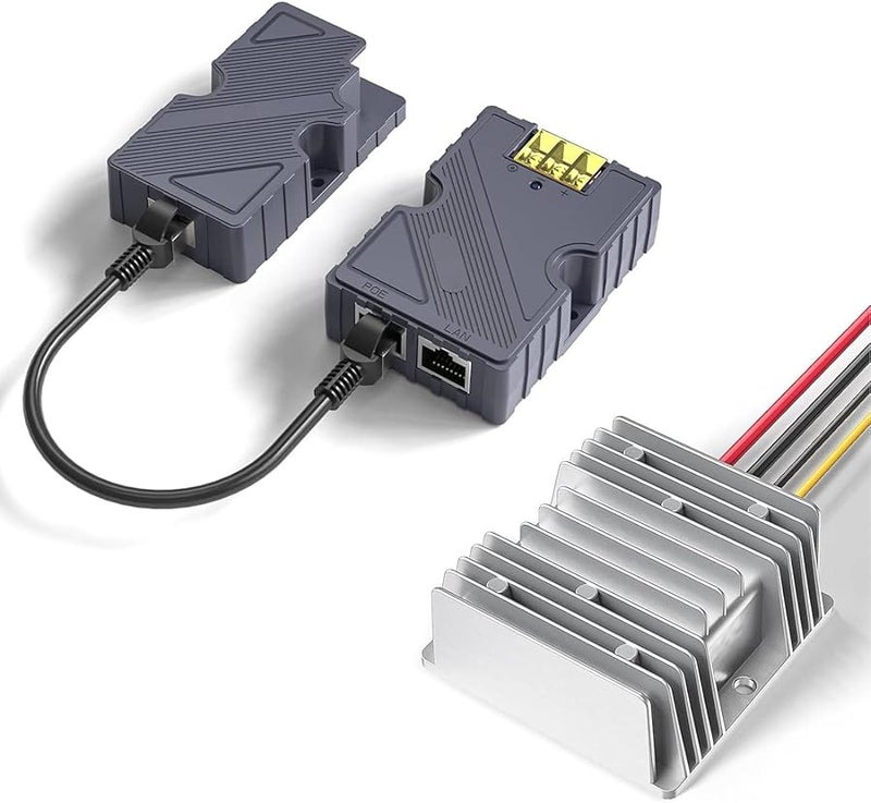150W GigE PoE Injector with ESD Guard 12V to 48V DC Step Up Converter Ethernet Adapter Kit - Image 1