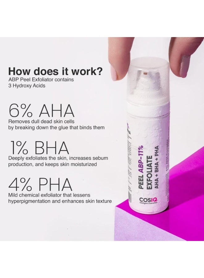 "كوز آي كيو" سيروم تقشير Cos-IQ ABP11% (6% AHA + 1% BHA + 4% PHA) لبشرة متوهجة، ملمس ناعم، وتنظيف المسام | تقشير 11% AHA وBHA وPHA للمبتدئين | 30 مل - Image 4