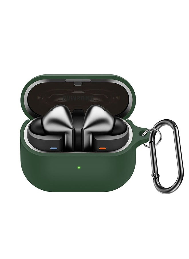 Muyixin جراب سيليكون متوافق مع جراب Samsung Galaxy Buds 3 وGalaxy Buds 3 Pro، غطاء مقاوم للصدمات من السيليكون المرن الناعم مع حلقة تثبيت، ملحقات سماعة الرأس، للرجال والنساء [أخضر]  - Image 1