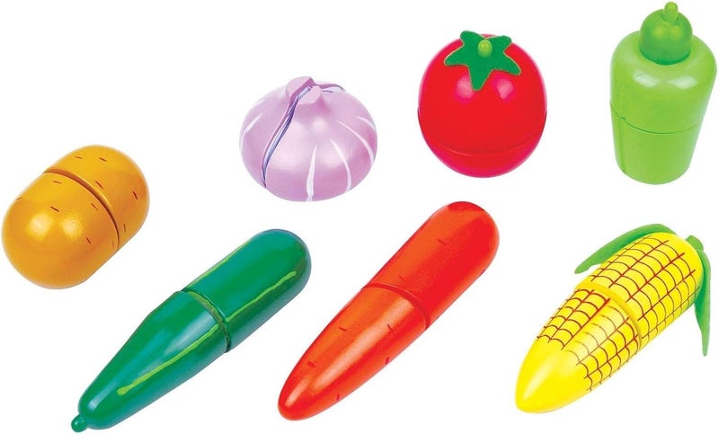 Lelin Vegetable Cut-Ups Play Set with Chopping Board and Wooden Knife - Image 2