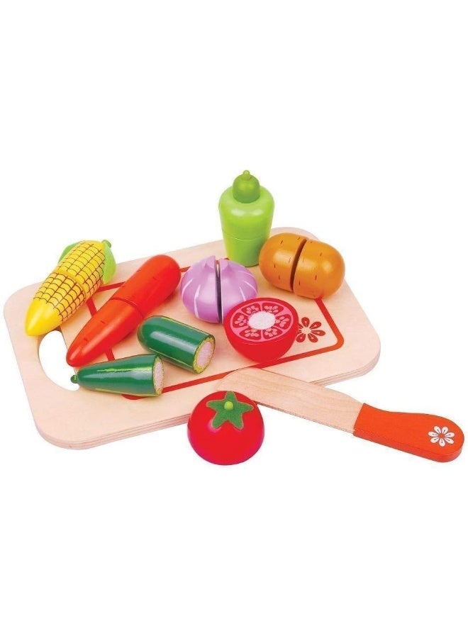 Lelin Vegetable Cut-Ups Play Set with Chopping Board and Wooden Knife - Image 1