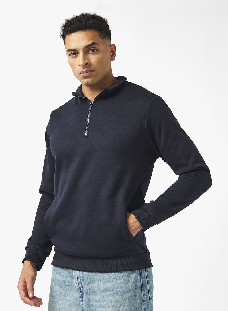 BRAVE SOUL Funnel Neck Quarter Zip Sweatshirt - Image 1