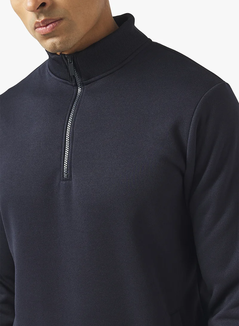 BRAVE SOUL Funnel Neck Quarter Zip Sweatshirt