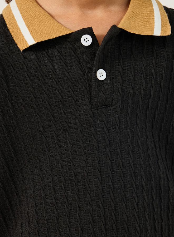 Styli Contrast Collar Polo T-Shirt and Shorts Set  - Image 3