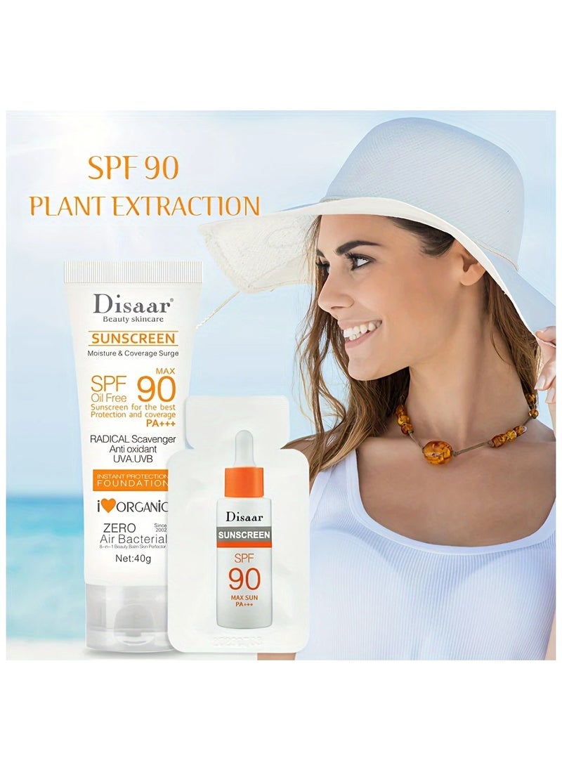 Disaar - 40g Skin Care Sunscreen Cream with SPF 90, Long-lasting Water and Sweat-Resistant Formula for the Whole Body, UV Resistant - Image 1
