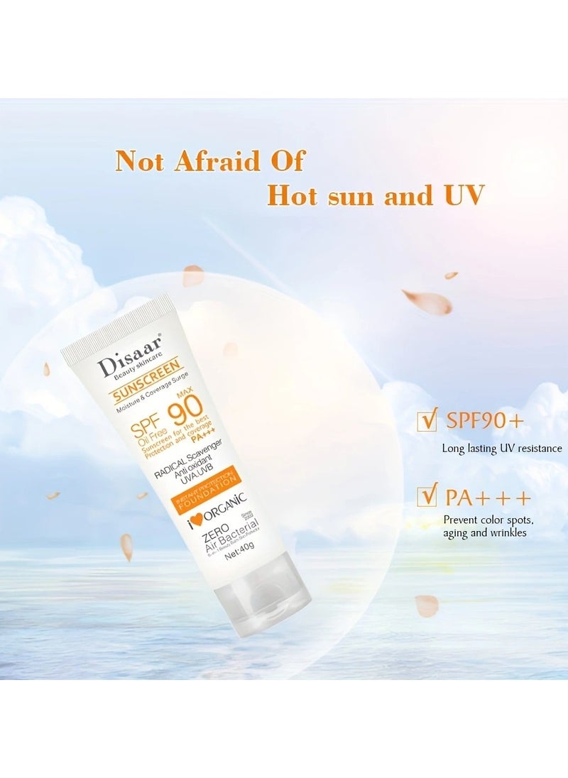 Disaar - 40g Skin Care Sunscreen Cream with SPF 90, Long-lasting Water and Sweat-Resistant Formula for the Whole Body, UV Resistant - Image 1