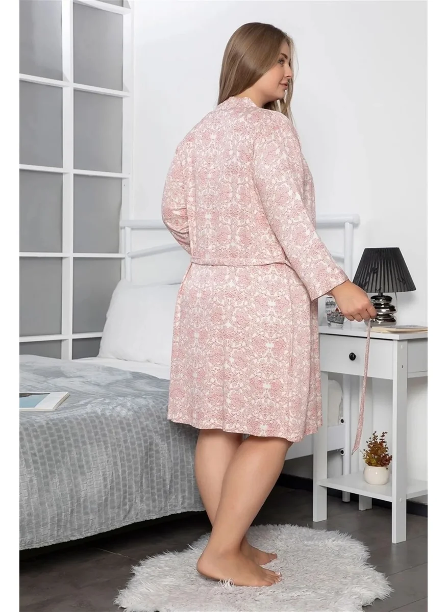 Monamise 18235 Women's Plus Size Nightgown Dressing Gown Set-Red