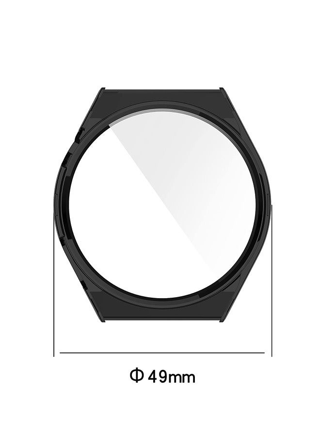 2 Pcs Ultra Thin Fit Cover Case Huawei GT3 Pro 46mm, 360° All Round Protective Anti Scratch Shockproof Hard PC Cover, Tempered Glass Screen Protector Shell (Black+Pink) - Image 2