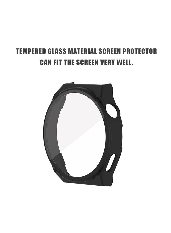 2 Pcs Ultra Thin Fit Cover Case Huawei GT3 Pro 46mm, 360° All Round Protective Anti Scratch Shockproof Hard PC Cover, Tempered Glass Screen Protector Shell (Black+Pink) - Image 4