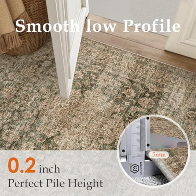 Vintage Carpet Living Room 200x300cm Green Washable Non Slip Big Rug Lounge Playroom Office Restaurant Bedroom Bedside Large Low Pile Carpets Decoration Rugs - Image 5