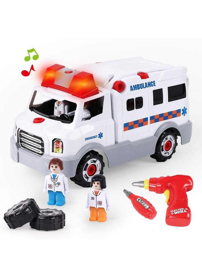 Remoking REMOKING Learning Take Apart Toy, Build Your Own Car Toy Ambulance Educational Playset with Tools and Power Drill, DIY Assembly Car Gifts for Kids with Realistic Sounds & Lights (3+ Ages)  - Image 1