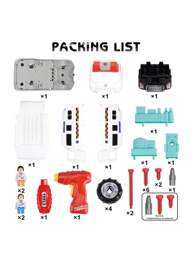 Remoking REMOKING Learning Take Apart Toy, Build Your Own Car Toy Ambulance Educational Playset with Tools and Power Drill, DIY Assembly Car Gifts for Kids with Realistic Sounds & Lights (3+ Ages)  - Image 3