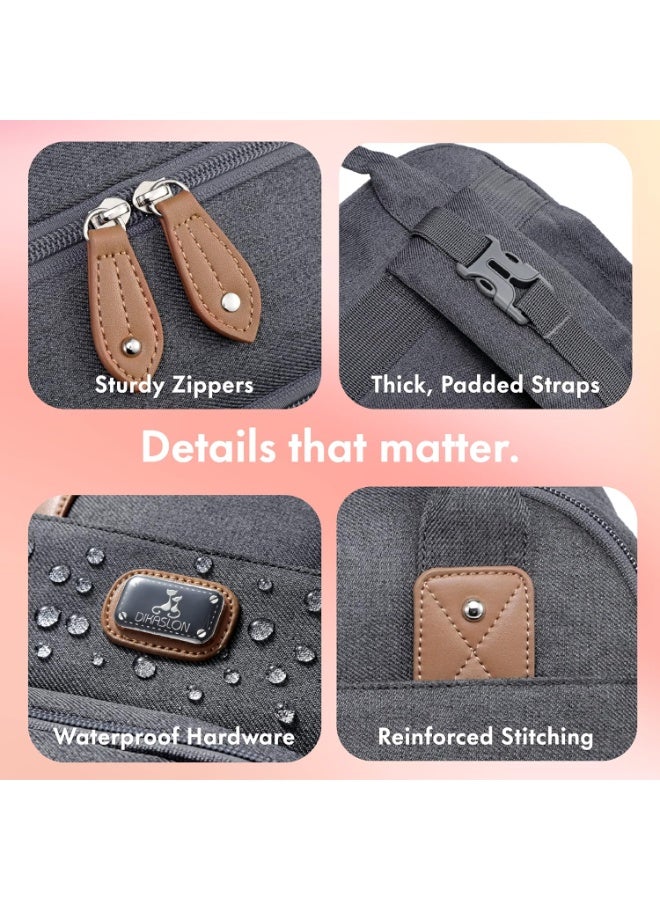 روفالينو حقيبة ظهر لتغيير الحفاضات من ديكسلون، حقيبة ظهر كبيرة متعددة الوظائف مع حصيرة تغيير محمولة، وحامل لهاية، وأشرطة لعربة الأطفال، للأم والأب - Image 5