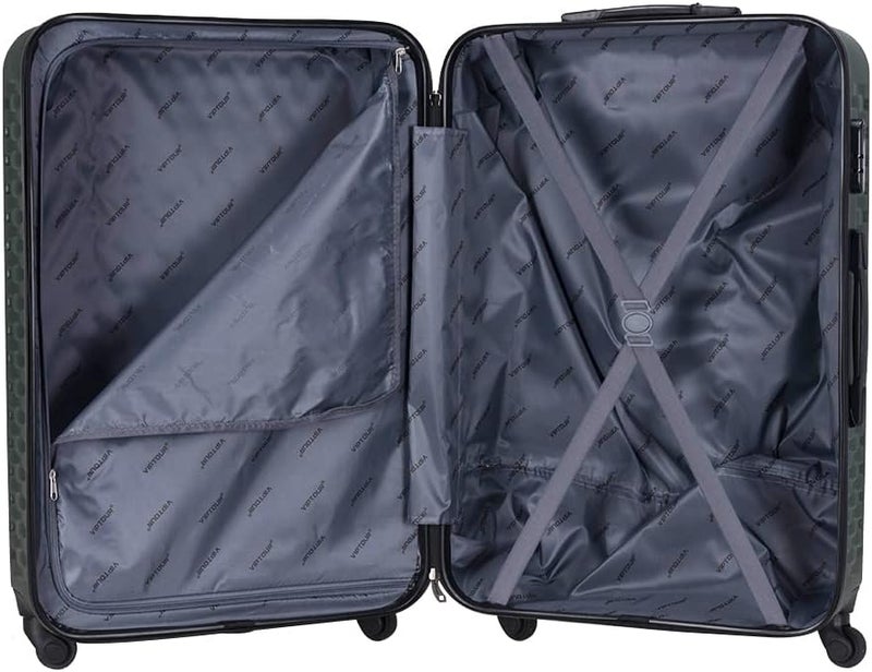 VIPTOUR 3 Piece Hard Side ABS Luggage Set 20/24/28 Inch Best Trolley Bag For Travel With 4 Spinner Wheels (VT-A396) (DARK GREEN) - Image 2