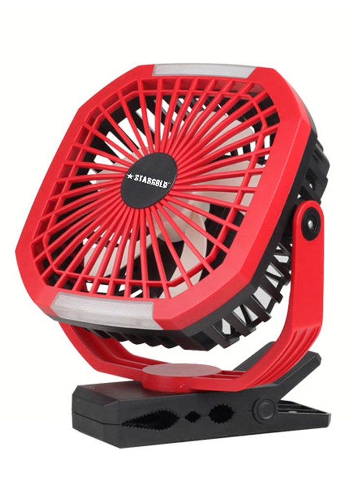 Stargold Rechargeable Clip Fan 8 Inch AC/DC With LED Light Red  - Image 1