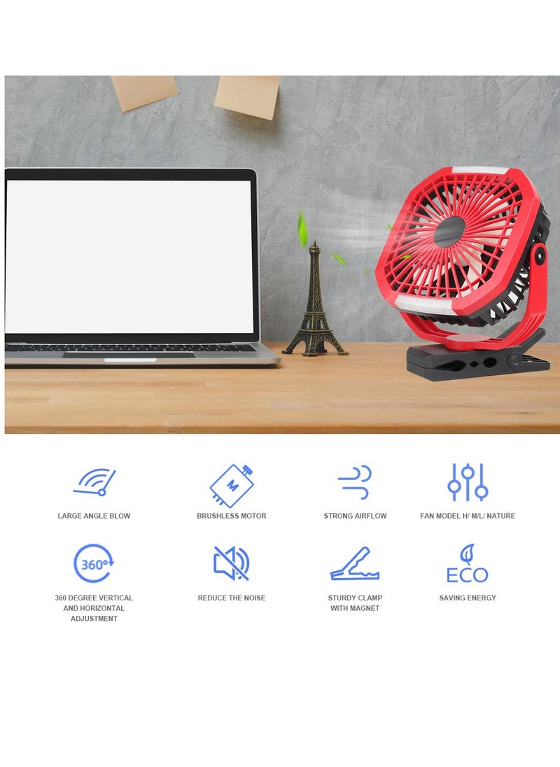 Stargold Rechargeable Clip Fan 8 Inch AC/DC With LED Light Red  - Image 2