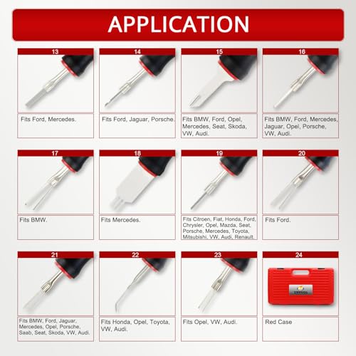YSTOOL Terminal Release Kit, Universal Wire Connector Removal Pin Extractor Release Tool 23 PCS Set for American Domestic and Imported Vehicles - Image 4