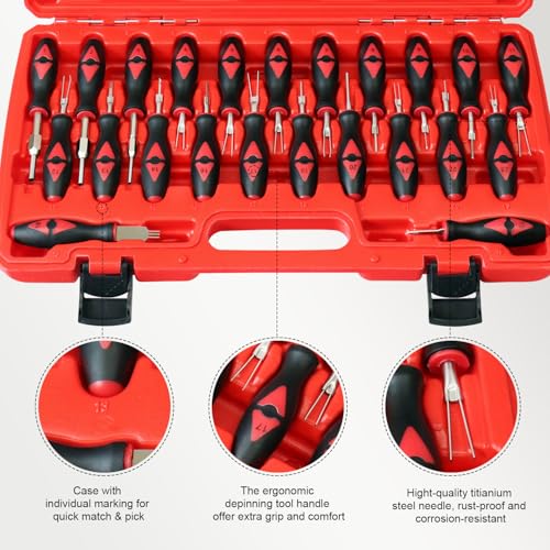 YSTOOL Terminal Release Kit, Universal Wire Connector Removal Pin Extractor Release Tool 23 PCS Set for American Domestic and Imported Vehicles - Image 5