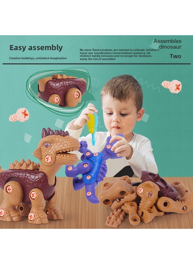 Children's Handmade DIY Disassembly Simulation Dinosaur Model Deformation Set Puzzle Screw Toy Gift-Color:Ridgeback Dragon-Simulation 【Hand Drill Version】 English Sealed Box SG4 - Image 4