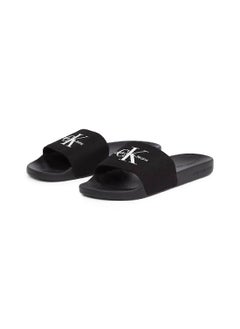 Calvin Klein Jeans Men's Monogram Slides - Cotton, Black  - Image 2