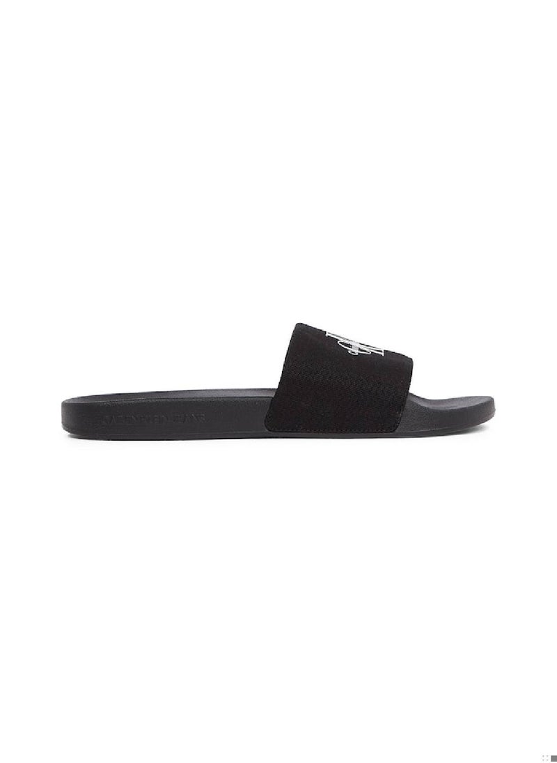Calvin Klein Jeans Men's Monogram Slides - Cotton, Black  - Image 1