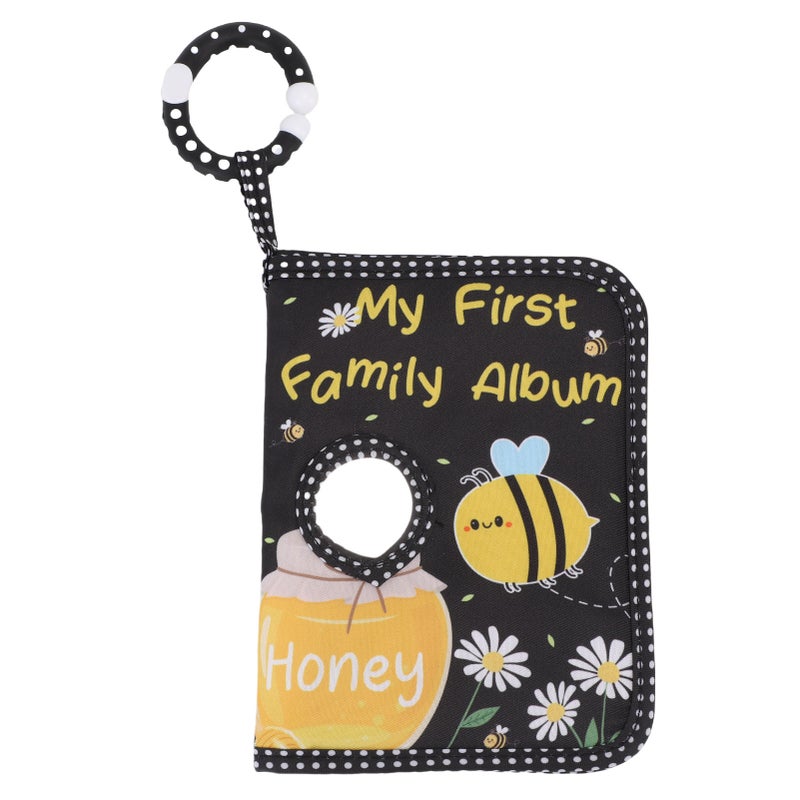 Baby Soft Photo Album Black Color Bee Themed Toddlers Family Photo Book with Safety Mirror for Baby Growth Record - Image 1