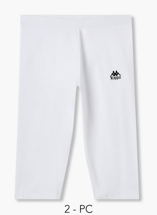 Kappa Pack of 2 Elasticated Knee Length Leggings with Logo Design - Image 1