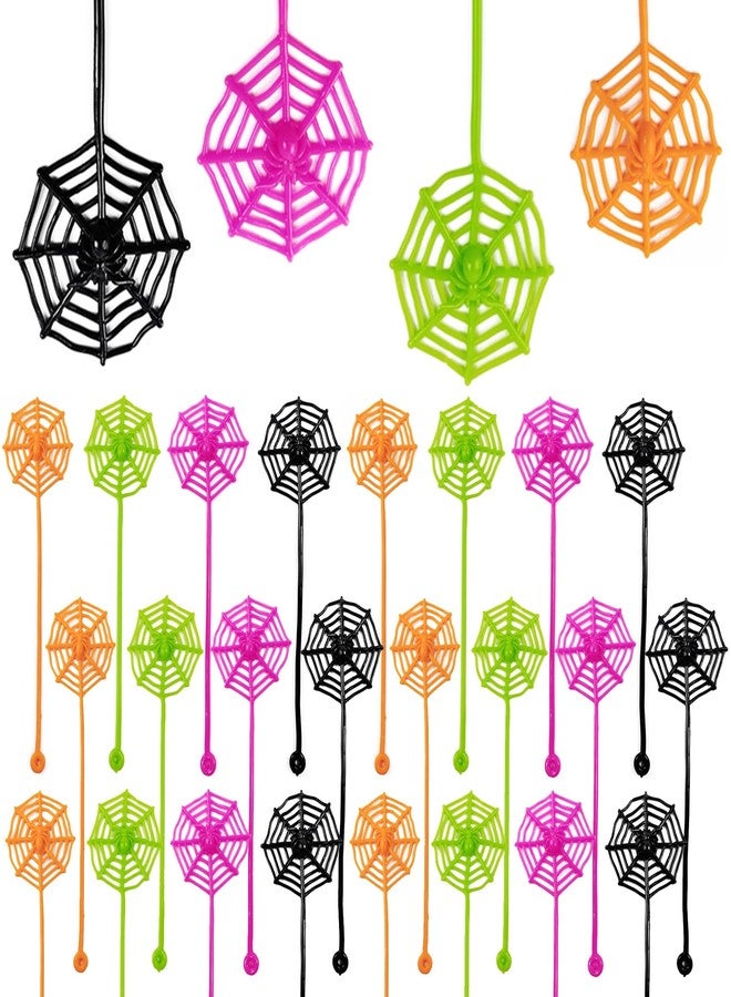 ROYHOO 40PCS 7.9 inches Sticky Spider Web Party Favors Pack Halloween Party Favors, Gifts For Birthday, Goodie Bag Classroom Prizes, 4 colors - Image 2