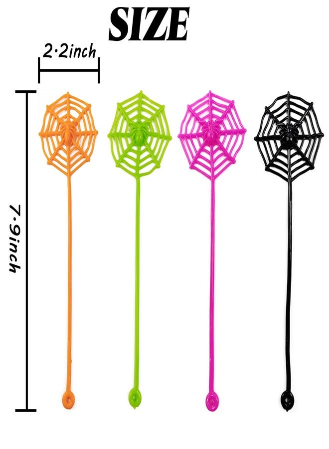 ROYHOO 40PCS 7.9 inches Sticky Spider Web Party Favors Pack Halloween Party Favors, Gifts For Birthday, Goodie Bag Classroom Prizes, 4 colors - Image 3