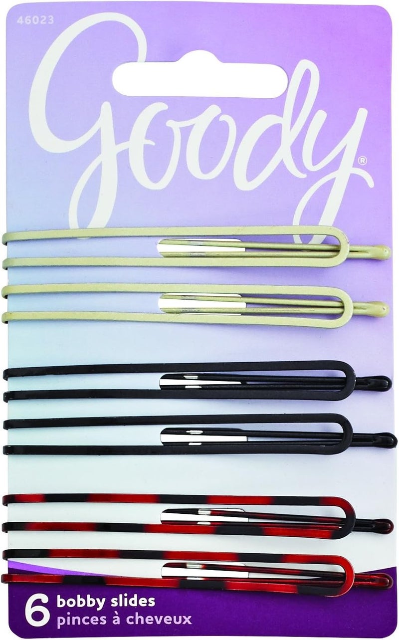 Goody Long Bobby Pin Slides, Assorted Colors, 6-Count (Pack of 2) - Image 1