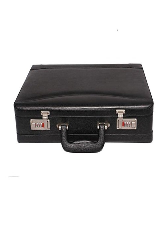 OBANI Genuine Leather Expandable Briefcase Black. Dimensions: 18" x 4" x 12.50" (L x W x H) - Image 1